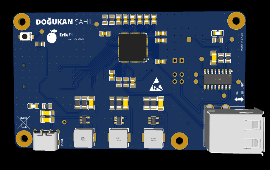 Erik Pi elektronik kart tasarımının PCB yerleşimi